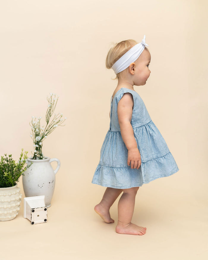 River Soft Denim Washed Baby Dress + Bloomer (Organic) Lifestyle Movement