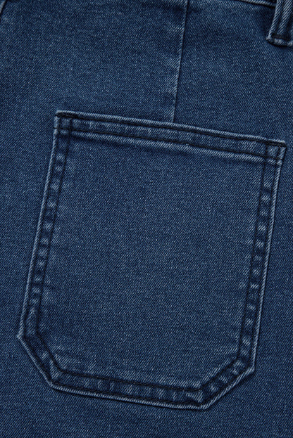 Sail Blue Scalloped Hemline Light Wash Denim Shorts