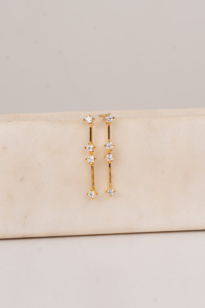 Sara Gold Rhinestone Drop Earrings