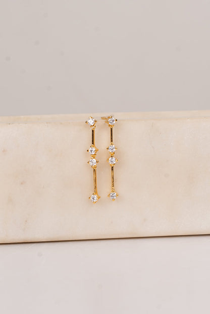 Sara Gold Rhinestone Drop Earrings