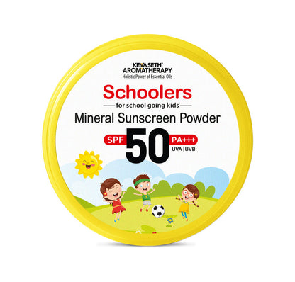 Schoolers Mineral Kids & Baby Sunscreen Powder SPF 50 PA+++, Sweat Resistant, Oil Free - Keya Seth Aromatherapy