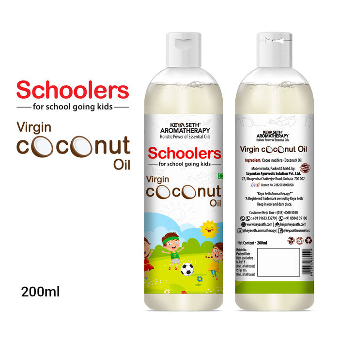 Schoolers Virgin Coconut Kids & Baby Massage Oil – Soft, Non-Sticky, Moisturizing & Soothing for Skin & Hair - Keya Seth Aromatherapy