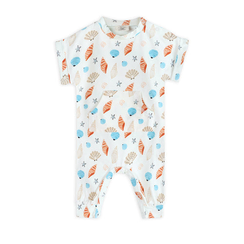 Seashell Kangaroo Pocket Baby Jumpsuit (Organic Jersey)