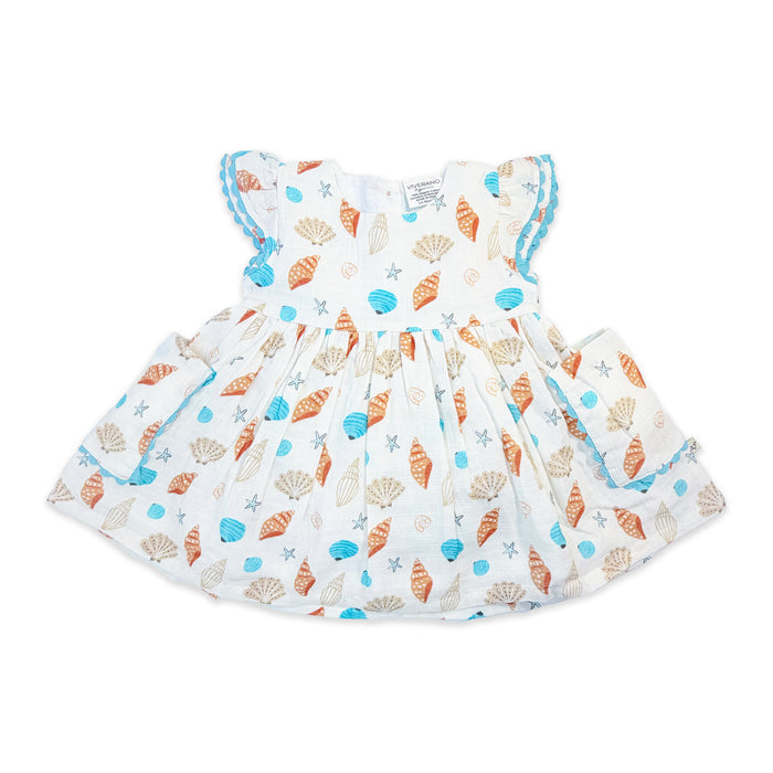 Seashell Pocket Baby Dress (Organic Muslin) - Front