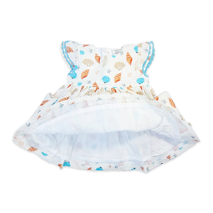 Seashell Pocket Baby Dress + Bloomer (Organic Muslin) - Layer