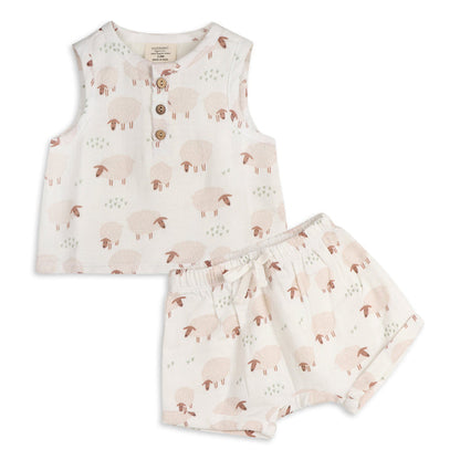 Sheep Baby Top & Bottom (Organic Muslin)