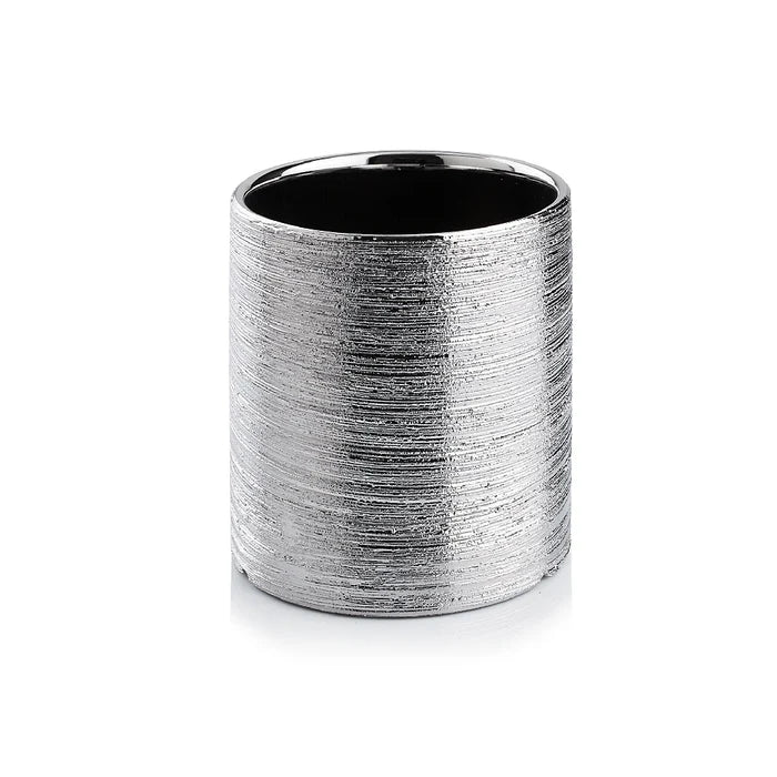 Silver Scratched Cylinder Vase Close Up - Image