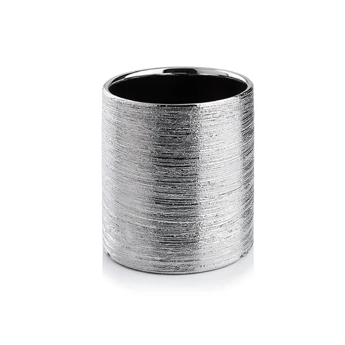 Silver Scratched Cylinder Vase Close Up - Image