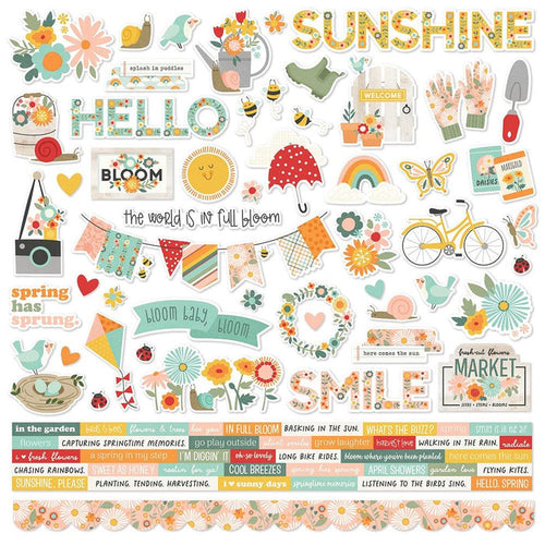 Simple Stories - Cardstock Stickers 12"X12" - Full Bloom - Combo. This 12x12 Cardstock Sticker Sheet includes 90 stickers. Made in USA. Available at Embellish Away located in Bowmanville Ontario Canada.
