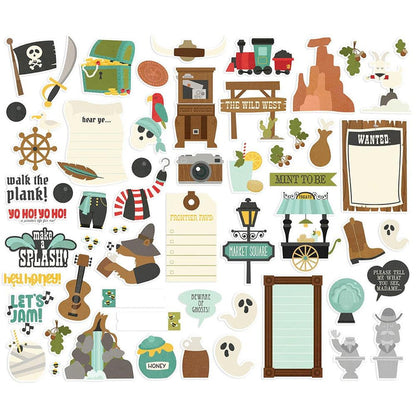 Simple Stories - Say Cheese Frontier At The Park - Bits & Pieces Die-Cuts - 57/Pk. This package includes 57 Die Cut Cardstock Pieces. Not just Perfect for the theme parks but also great for Halloween; especially if you've got a Pirate. Made in USA. Embellish Away located in Bowmanville Ontario Canada.