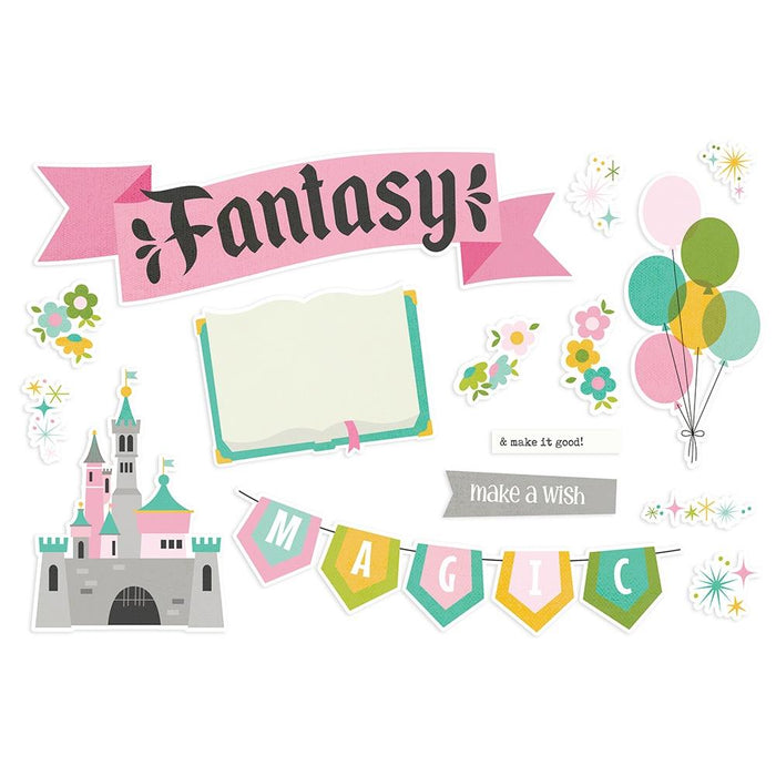 Simple Stories - Simple Pages Page Pieces - Say Cheese Fantasy At The Park. This package includes 15 Large Die Cut Cardstock Pieces. Made in USA. Available at Embellish Away located in Bowmanville Ontario Canada.