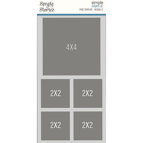 Simple Stories - Simple Pages Page Template - Design 12. This package includes (1) 1-4"X4" & 4-2"X2". Simple Pages Page Templates will be your new go-to tool for quick and easy scrapbooking. This reusable plastic template helps you design a layout in minutes. Available at Embellish Away located in Bowmanville Ontario Canada.