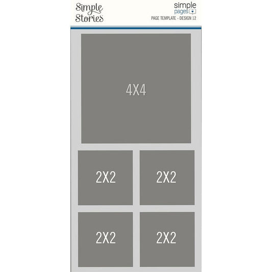 Simple Stories - Simple Pages Page Template - Design 12. This package includes (1) 1-4"X4" & 4-2"X2". Simple Pages Page Templates will be your new go-to tool for quick and easy scrapbooking. This reusable plastic template helps you design a layout in minutes. Available at Embellish Away located in Bowmanville Ontario Canada.