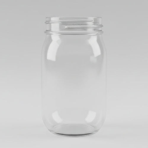 Clear glass container on a grey surface