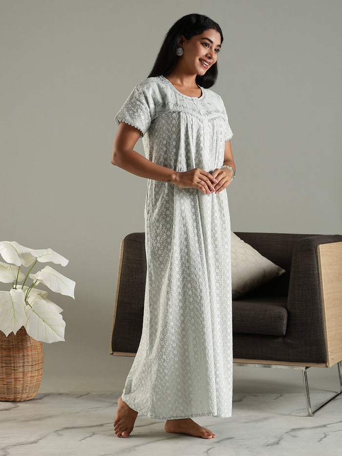 Soft daily wear pastel green 100% pure cotton nighty