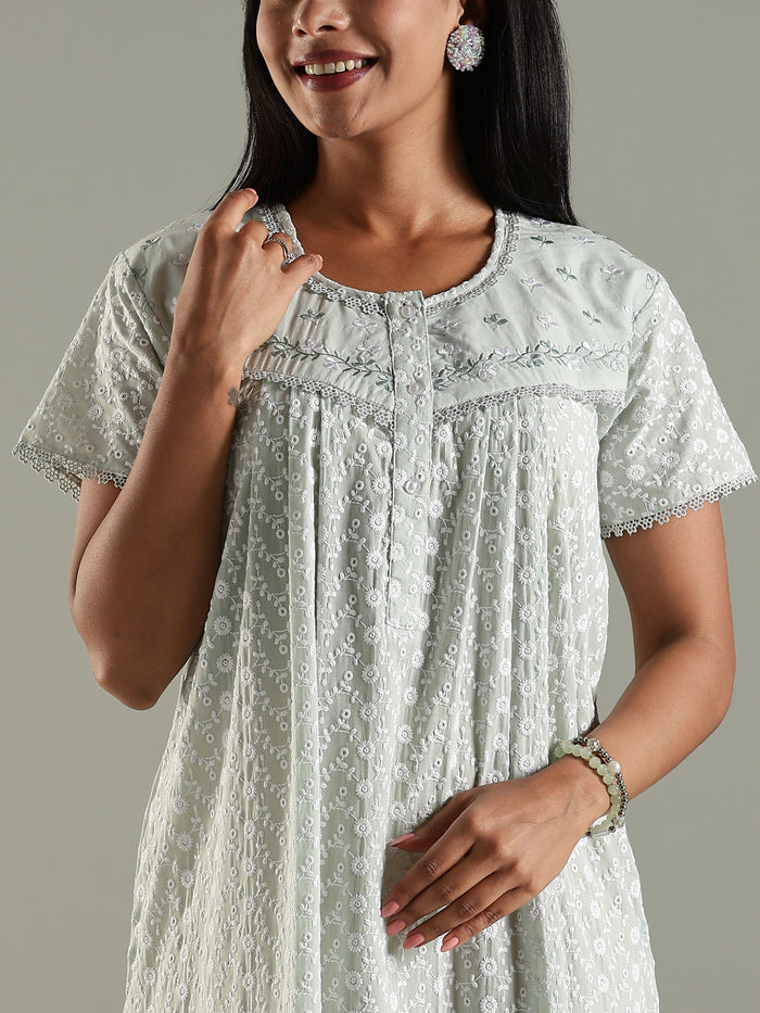 Soft daily wear pastel green 100% pure cotton nighty