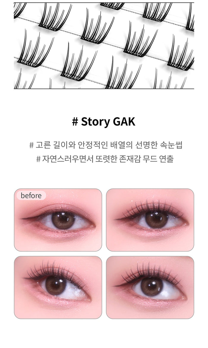 SOO ADOR No Glue & Clean Cut Edge Lashes (#Story GAK) 80pcs/ Box (Light Pink Box)