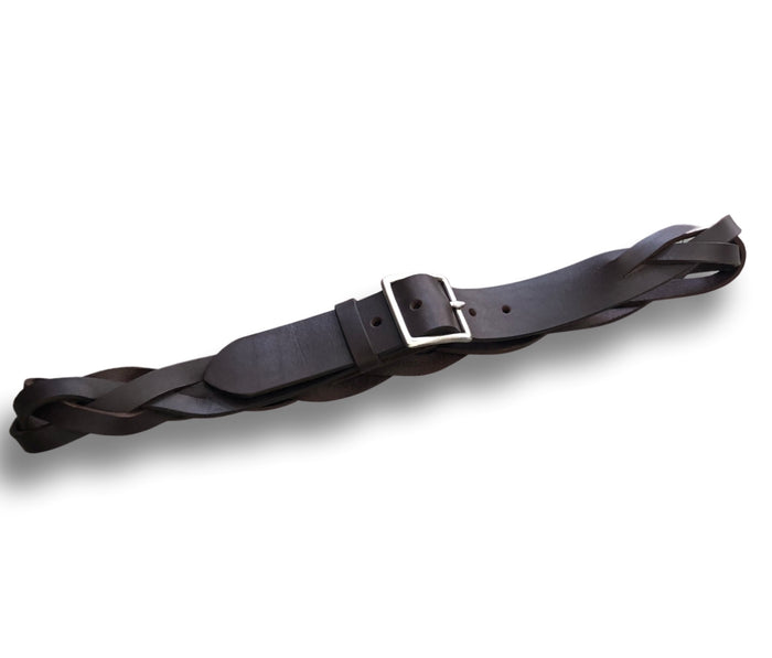 Square buckle, braided belt