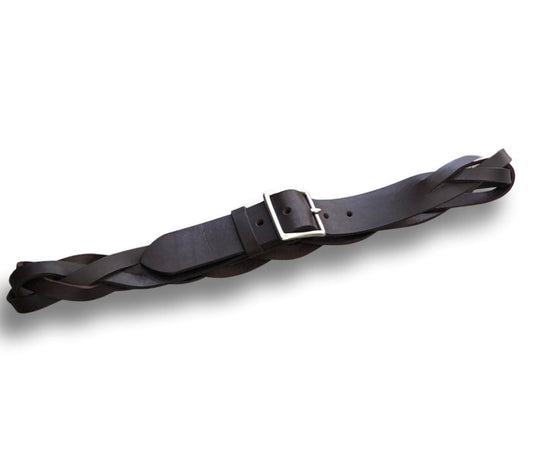 Square buckle, braided belt