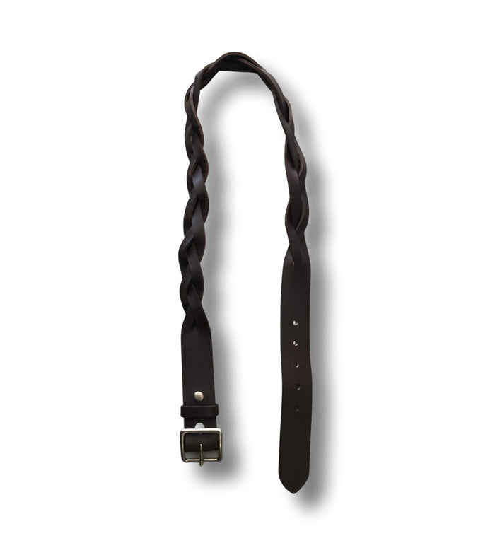 Square buckle, braided belt