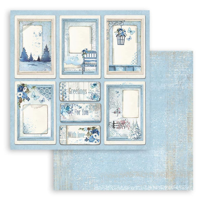 Stamperia - Double-Sided Cardstock 12"X12" - Blue Land Cards. Start your project off right with the perfect paper for scrapbook pages, greeting cards, bookmarks, gift cards, mixed media and much more! Available at Embellish Away located in Bowmanville Ontario Canada.