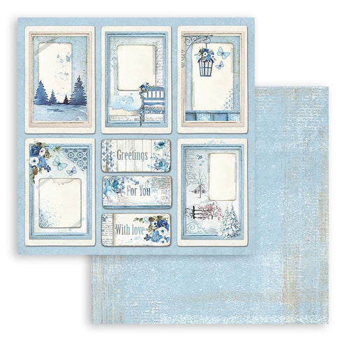 Stamperia - Double-Sided Cardstock 12"X12" - Blue Land Cards. Start your project off right with the perfect paper for scrapbook pages, greeting cards, bookmarks, gift cards, mixed media and much more! Available at Embellish Away located in Bowmanville Ontario Canada.