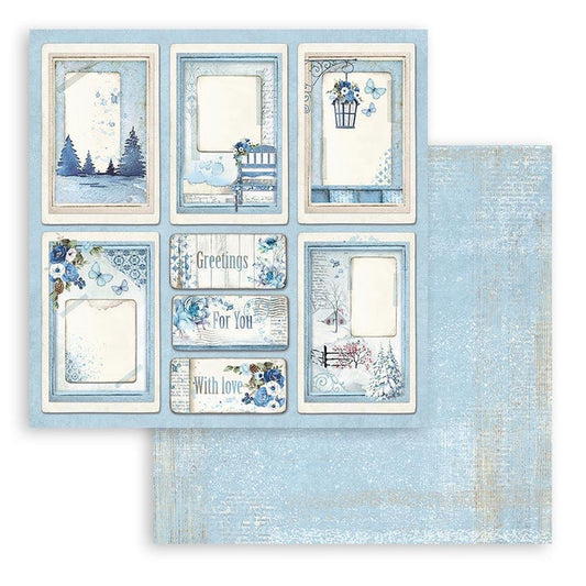 Stamperia - Double-Sided Cardstock 12"X12" - Blue Land Cards. Start your project off right with the perfect paper for scrapbook pages, greeting cards, bookmarks, gift cards, mixed media and much more! Available at Embellish Away located in Bowmanville Ontario Canada.