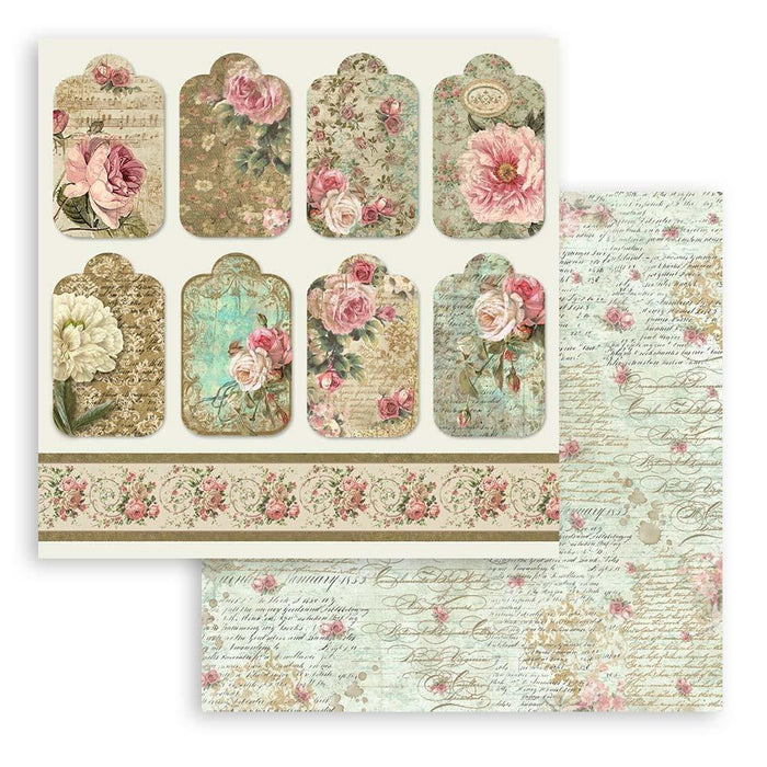 Stamperia - Double-Sided Paper Pad 8"X8" - 10/Pkg - Precious, 10 Designs/1 Each. All you need for scrapbooking! This package contains ten 8x8 inch sheets of double-sided paper, each in different designs. Acid free. Available at Embellish Away located in Bowmanville Ontario Canada.