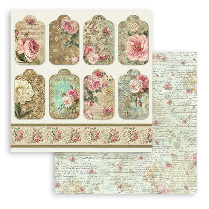 Stamperia - Double-Sided Paper Pad 8"X8" - 10/Pkg - Precious, 10 Designs/1 Each. All you need for scrapbooking! This package contains ten 8x8 inch sheets of double-sided paper, each in different designs. Acid free. Available at Embellish Away located in Bowmanville Ontario Canada.