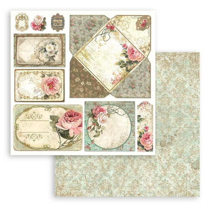 Stamperia - Double-Sided Paper Pad 8"X8" - 10/Pkg - Precious, 10 Designs/1 Each. All you need for scrapbooking! This package contains ten 8x8 inch sheets of double-sided paper, each in different designs. Acid free. Available at Embellish Away located in Bowmanville Ontario Canada.