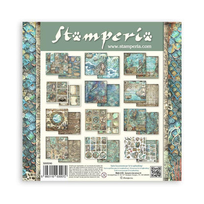 Stamperia - Double-Sided Paper Pad 8"X8" - 10/Pkg - Songs Of The Sea. The perfect start to your scrapbooks, cards and more! This package contains ten 8x8 inch double-sided sheets with a different design on each side. Available at Embellish Away located in Bowmanville Ontario Canada.