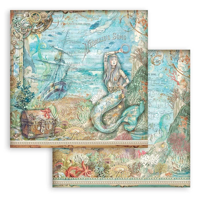 Stamperia - Double-Sided Paper Pad 8"X8" - 10/Pkg - Songs Of The Sea. The perfect start to your scrapbooks, cards and more! This package contains ten 8x8 inch double-sided sheets with a different design on each side. Available at Embellish Away located in Bowmanville Ontario Canada.