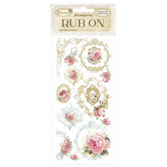 Stamperia - Rub-On 4"X8.5" - Precious - Frames. Instant beauty on virtually any surface you can imagine. These transfers are easy to use rub-on transfers that release onto a wide variety of surfaces allowing for a multitude of decor, furniture and multi-media uses. Available at Embellish Away located in Bowmanville Ontario Canada.