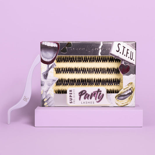 S.T.F.U. Super Pre-Glued Party Lashes + Tweezer Duo - Unicorn Cosmetics