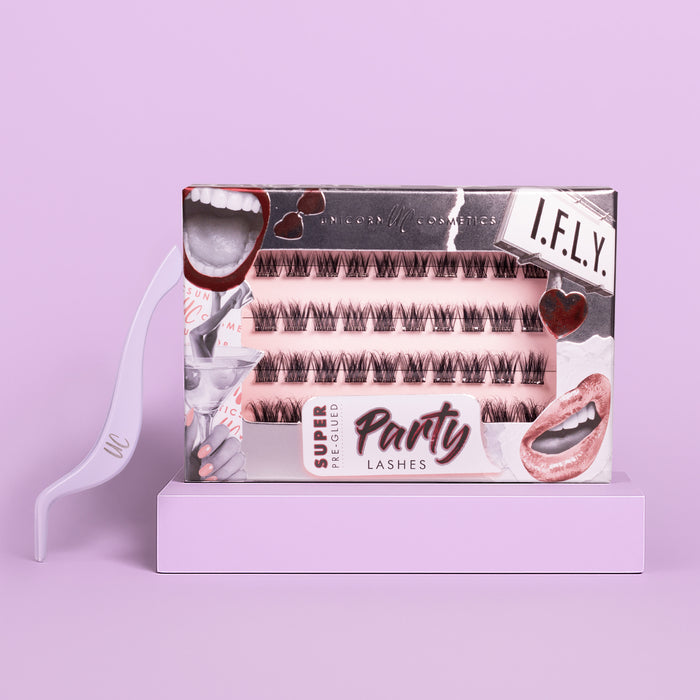 I.F.L.Y. Super Pre-Glued Party Lashes + Tweezer Duo - Unicorn Cosmetics