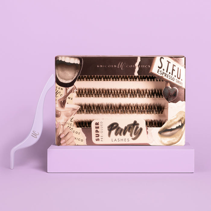 Super Pre-Glued Lashes + Tweezer Duo - Unicorn Cosmetics