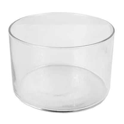 Clear glass bowl on a white background