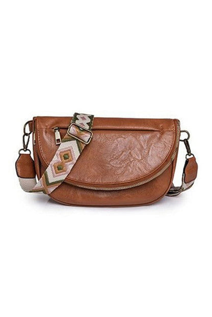 Thai Curry Wide Strap PU Leather Crossbody Bag