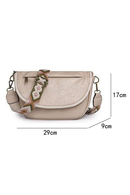 Thai Curry Wide Strap PU Leather Crossbody Bag