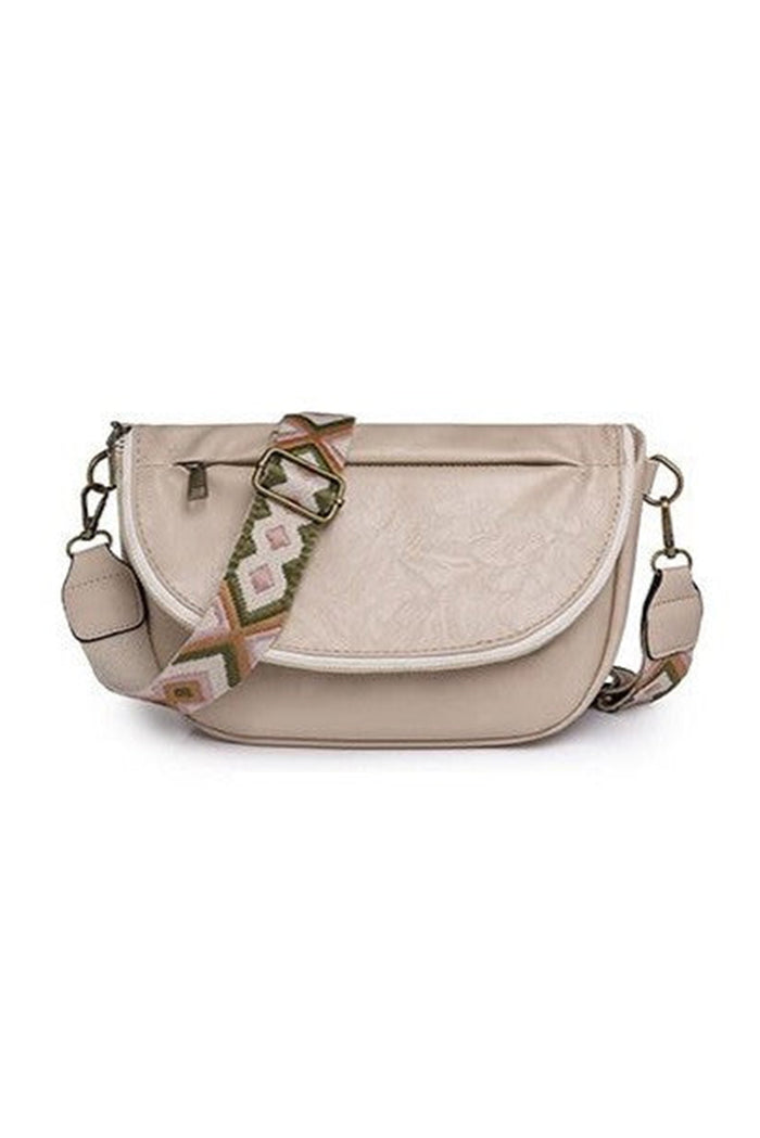 Thai Curry Wide Strap PU Leather Crossbody Bag