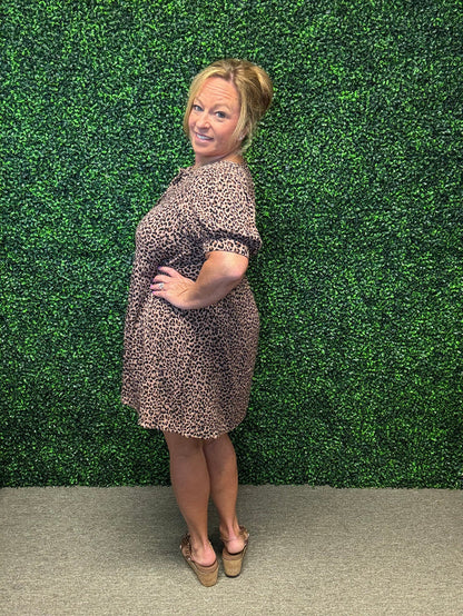 Tie Front Leopard Mini Dress
