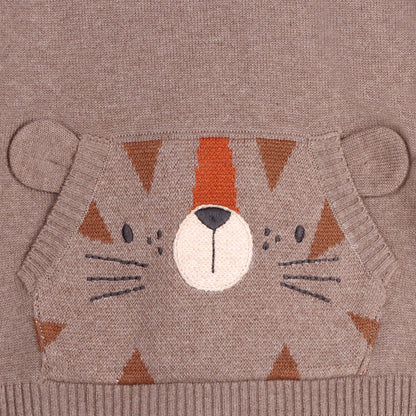 Tiger Kangaroo Pocket Baby Knit Pullover & Pant Set (Organic Cotton)