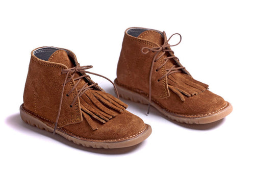 Tobacco Suede Fringe Boots