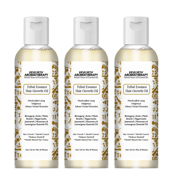 Tribal Essence Hair Growth Oil,Adivasi Herbal Hair Oil,Bhringraj, Amla, Methi, Rosemary Essential Oil, Bramhi, Nagarmotha, Jatamanshi, Lemongrass Essential Oil, Reduces Dandruff for Men & Women - Keya Seth Aromatherapy
