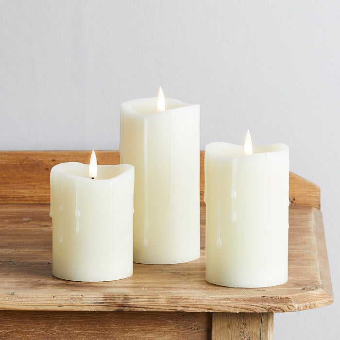 TruGlow® Dripping Wax LED Pillar Candle Trio With Remote Control