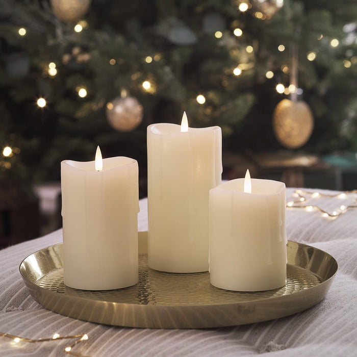 TruGlow® Dripping Wax LED Pillar Candle Trio With Remote Control