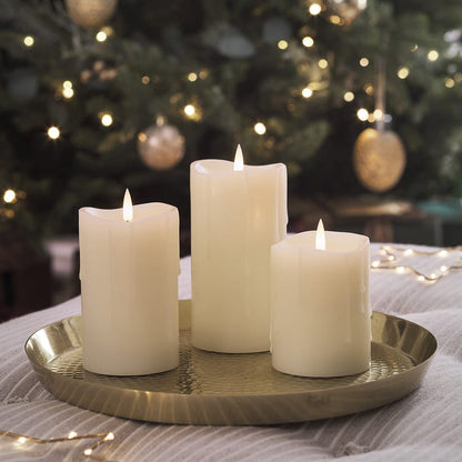 TruGlow® Dripping Wax LED Pillar Candle Trio With Remote Control