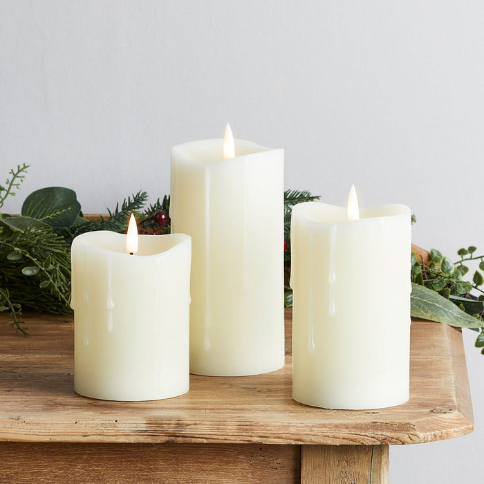 TruGlow® Dripping Wax LED Pillar Candle Trio With Remote Control