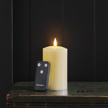 TruGlow® Ivory LED Pillar Candle 12cm With Remote Control