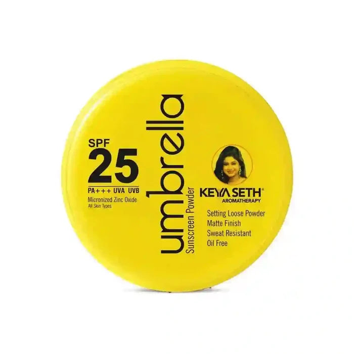 Umbrella Sunscreen Powder SPF 25 with PA+++ UV Protection, Sweat Resistant Formula, Micronized Zinc Oxide for Oily Skin - Keya Seth Aromatherapy